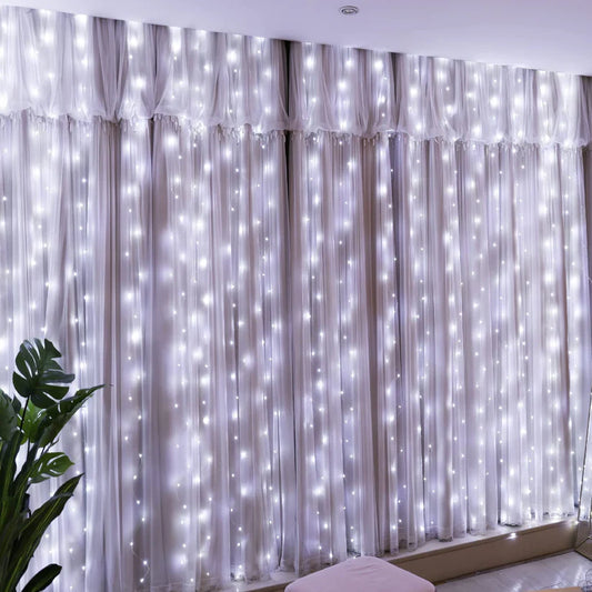 HNXADZ LED Silver Wire Curtain Light