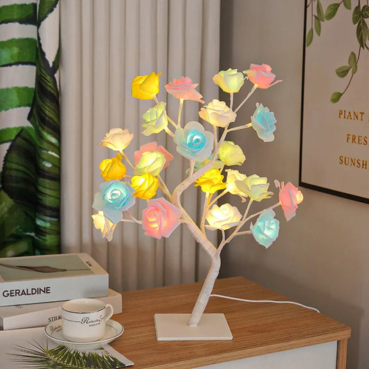 SHENZHITECH Adjustable LED Rose Tree Lamp – Elegant Night Light for Home Decor