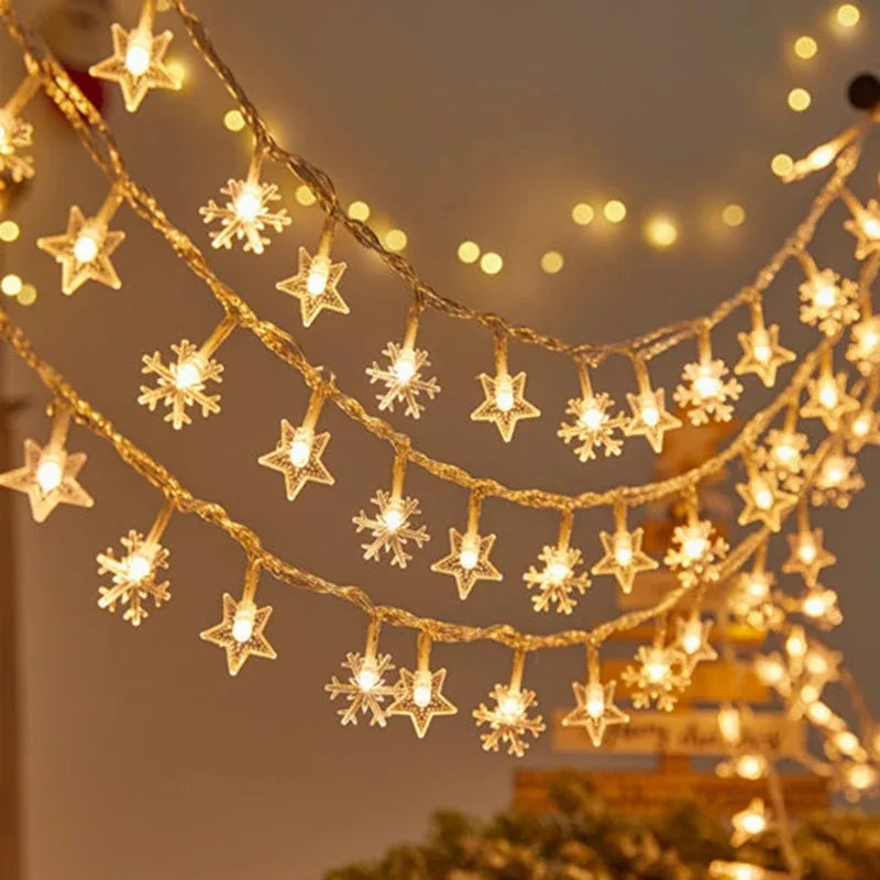 Star & Snowflake  LED String Lights – Versatile Holiday Decor