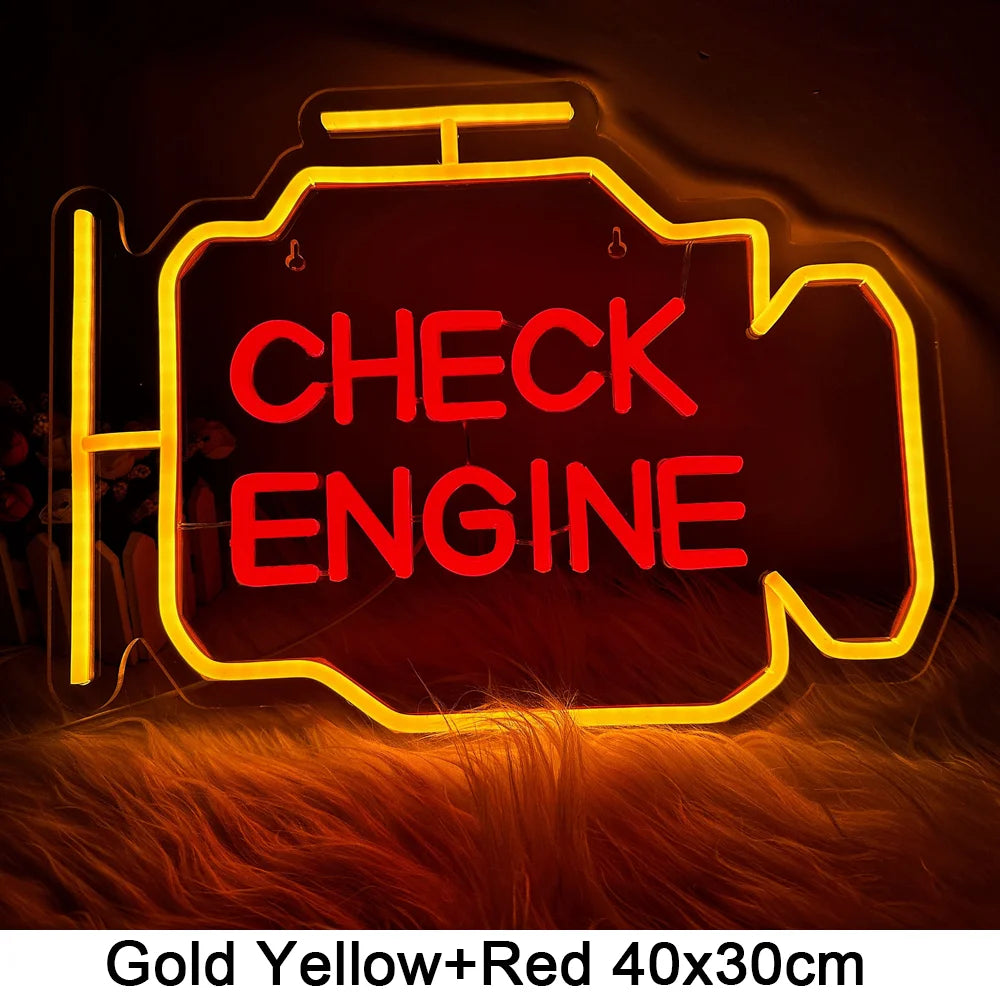 Check Engine Neon Light – Vibrant Wall and Room Decoration