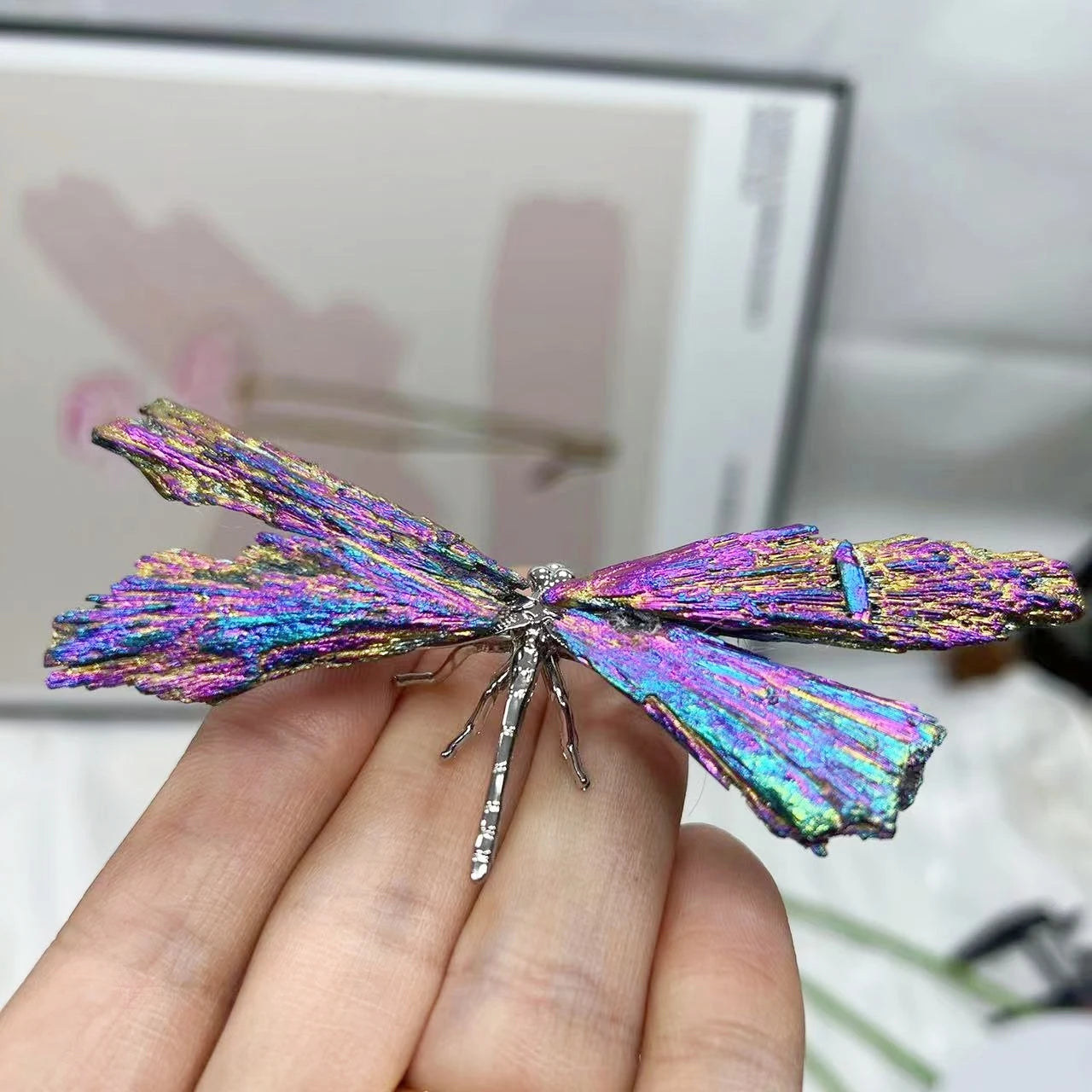 Natural Black Tourmaline Dragonfly – Handcrafted Healing Crystal Decor