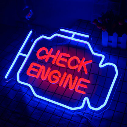 Check Engine Neon Light – Vibrant Wall and Room Decoration