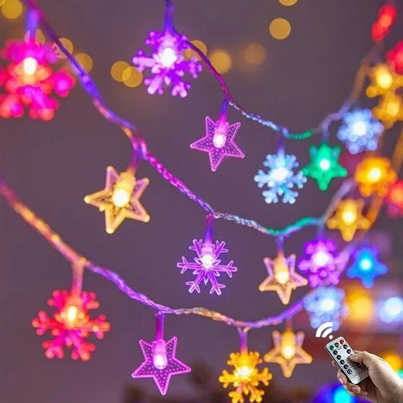 Star & Snowflake  LED String Lights – Versatile Holiday Decor