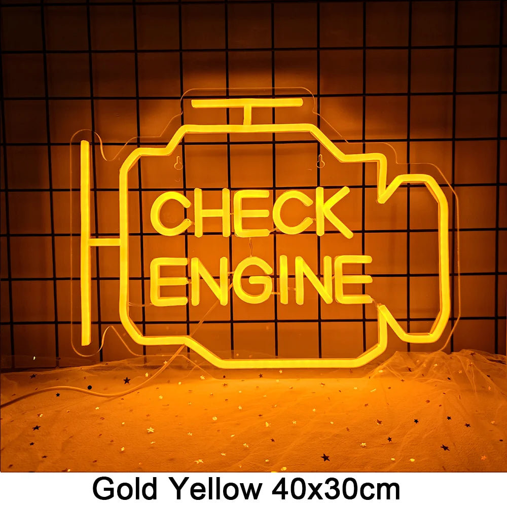 Check Engine Neon Light – Vibrant Wall and Room Decoration