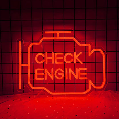 Check Engine Neon Light – Vibrant Wall and Room Decoration