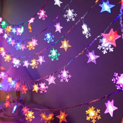 Star & Snowflake  LED String Lights – Versatile Holiday Decor