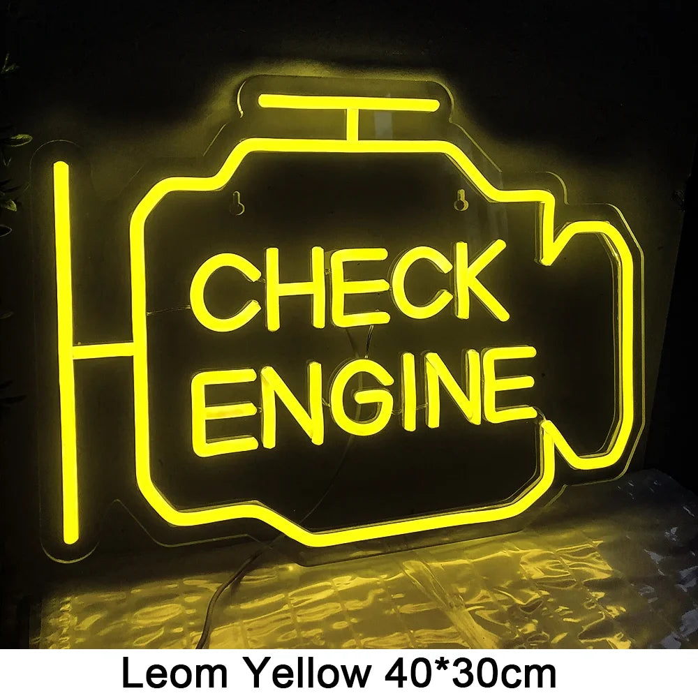 Check Engine Neon Light – Vibrant Wall and Room Decoration