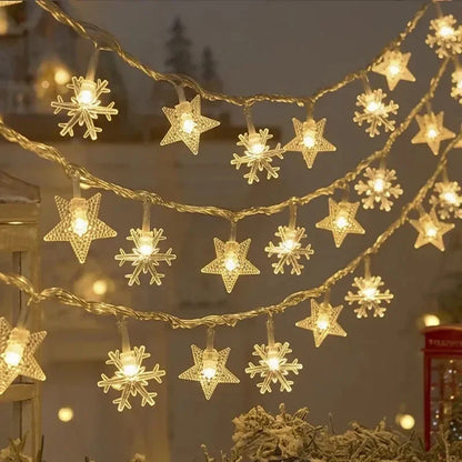 Star & Snowflake  LED String Lights – Versatile Holiday Decor