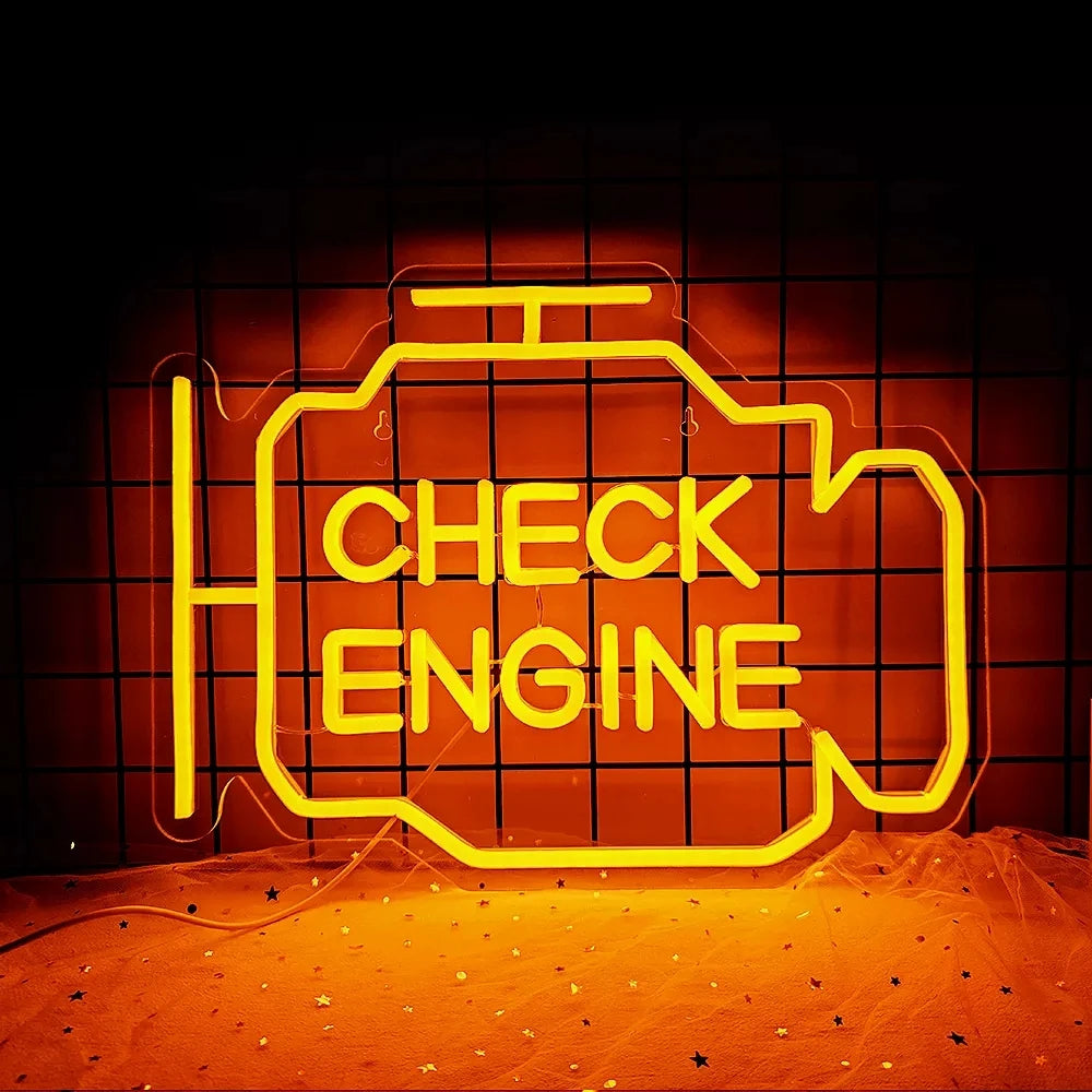 Check Engine Neon Light – Vibrant Wall and Room Decoration